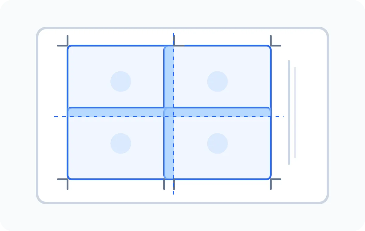 A4 poster page grid showing margins, overlap bands, and trim marks