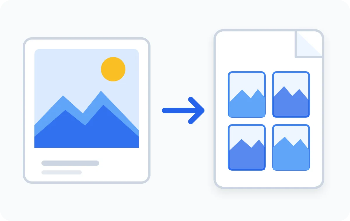 Image changing into an ordered multi-page printable PDF for poster printing
