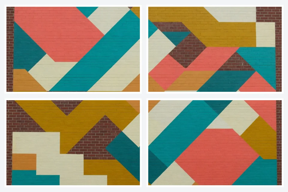 Four-tile layout from an X image splitter